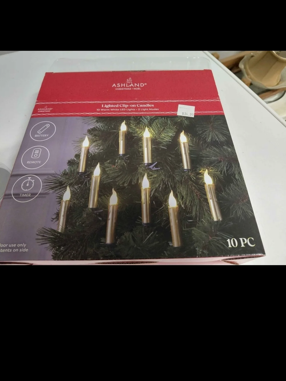Ashland Gold Clip-On LED Candle Lights – Warm White Flames, 10-Pack